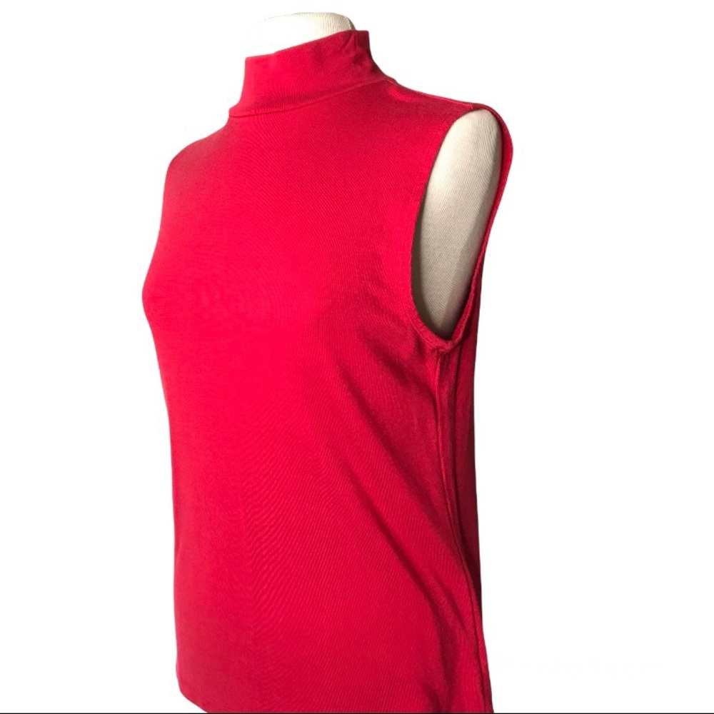 Croft & Barrow vintage 90s cotton sleeveless mock neck top cherry red Large